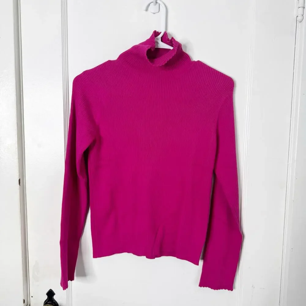 Lilly Pulitzer Lil Nora Turtleneck Sweater Hot Pink Ribbed 64450P 14 Kids' NWT